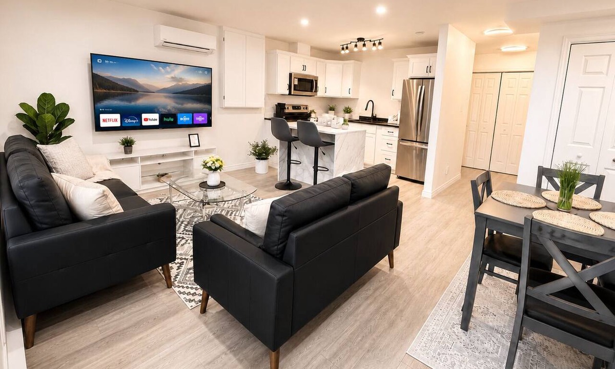 Terra Nova Apartment | Modern 2BR Suite | King & Queen | 5 Min to Airport | Free Parking