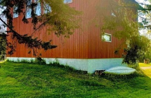 Britt Cottage | Cathedral pine cabin on the river, Open concept