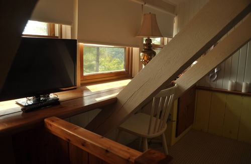Minden Hills Cabin | The Upper Deck: a private off-grid cabin looking out over picturesque Gull Lake