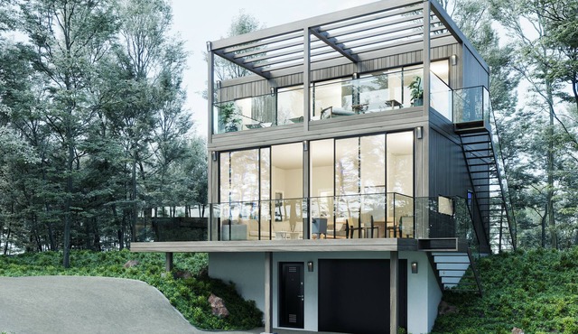 New modern luxury ski out cabin walking distance to the chairlift in Saint-Donat