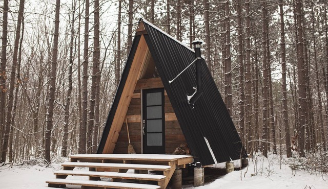 Relaxing A Frame Cabin in The Woods