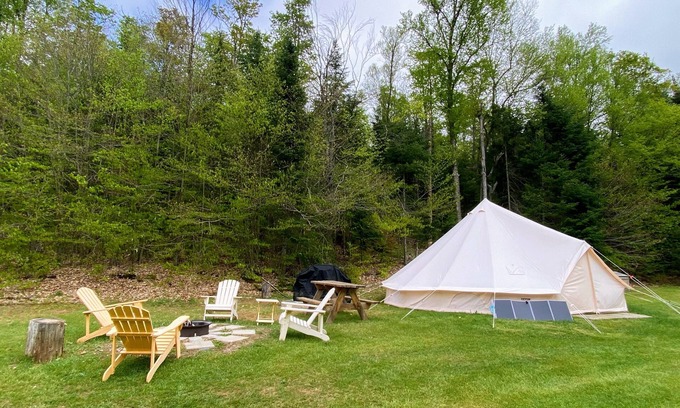 Weslemkoon RV Rental | Luxury 22ft Bell Tent | Weslemkoon Lake | Pond and Forest Views | Lake Access